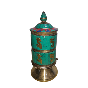 Turquoise 2 Line Tibetan Words Stand Mane