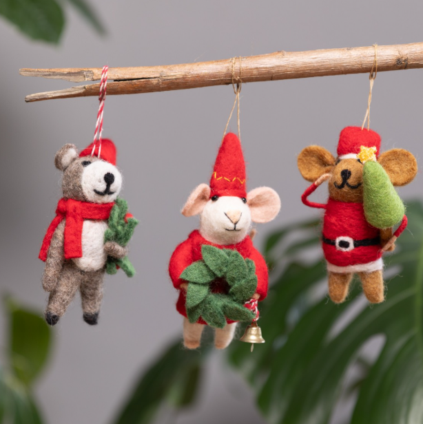 Felt Christmas Mice Ornament