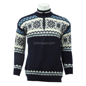 Hand-Knit Woolen Jacquard Sweater